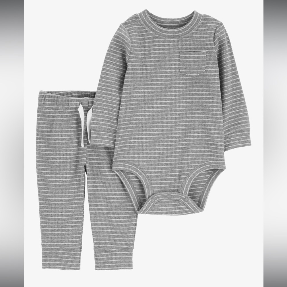 Carter's 2-piece Gray Striped Long-Sleeve Bodysuit